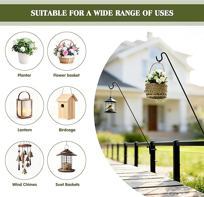 MIXXIDEA Extended Fence Deck Hook Rail Heavy Duty Bird Feeder Hook, Adjustable - Image 4