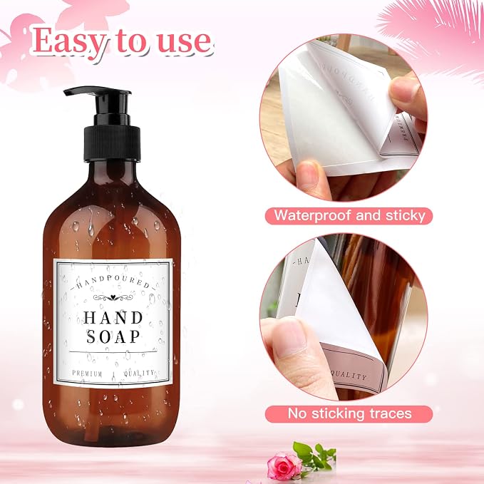 24PCS Bathroom Labels for Soap Dispenser, Bottle Labels for Hand Soap Mouthwash - Image 3