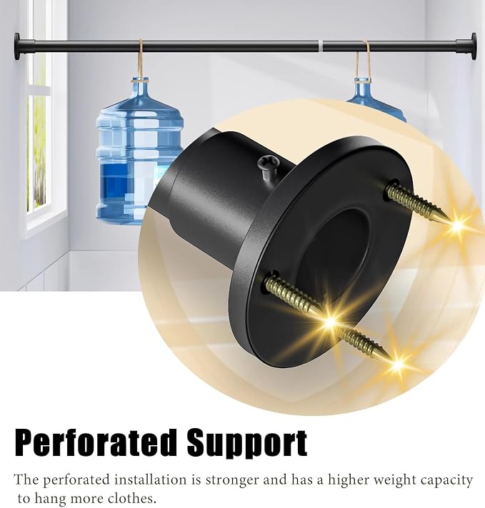 Closet Rod Closet Clothes Rack Hanger Bar Wall Mount, Adjustable Shower Curtain - Image 4