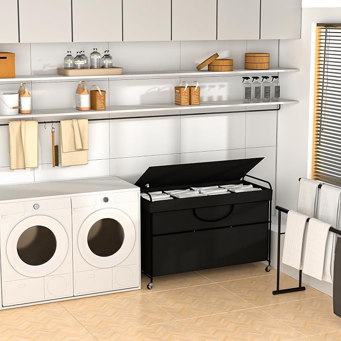 240L Large Laundry Hamper, 4 Compartment Laundry Basket - Image 5