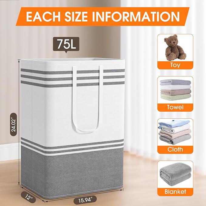 4 Pack Large Laundry Baskets, Laundry Hampers, Freestanding Waterproof - Image 2