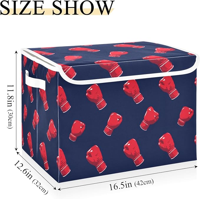 Kcldeci Storage Box with Lid Red Boxing Glove Storage Bins Organizer Container - Image 3