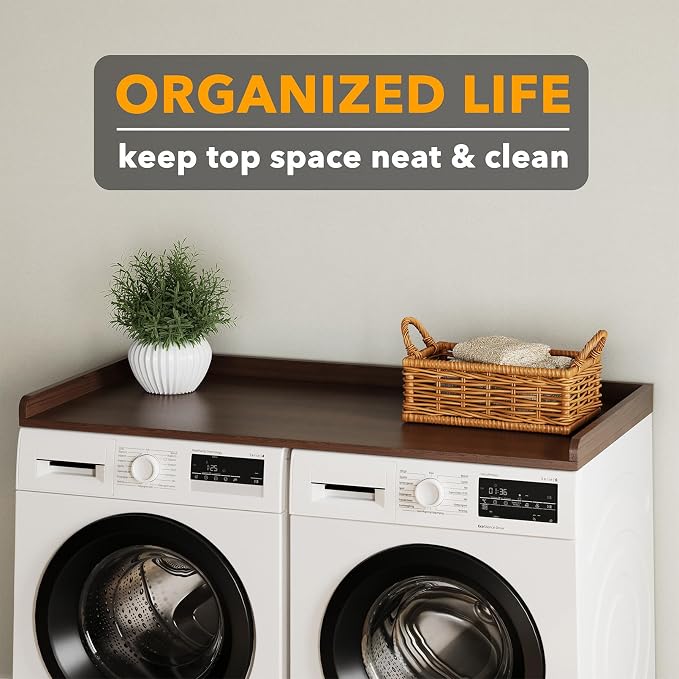 SpaceAid Washer Dryer Countertop, Laundry Wood Shelf Topper - Image 5