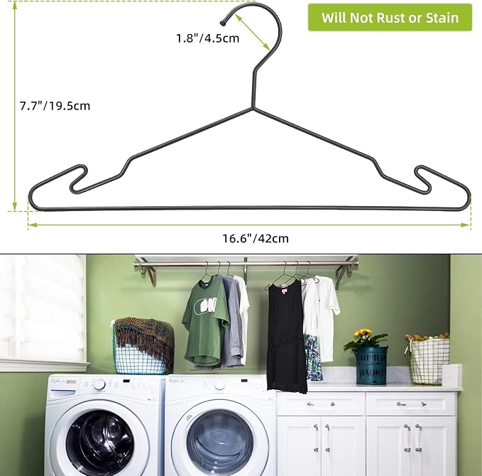Heavy Duty Metal Hangers with Unique Hook Design Durable & Sturdy Coat Hangers - Image 2