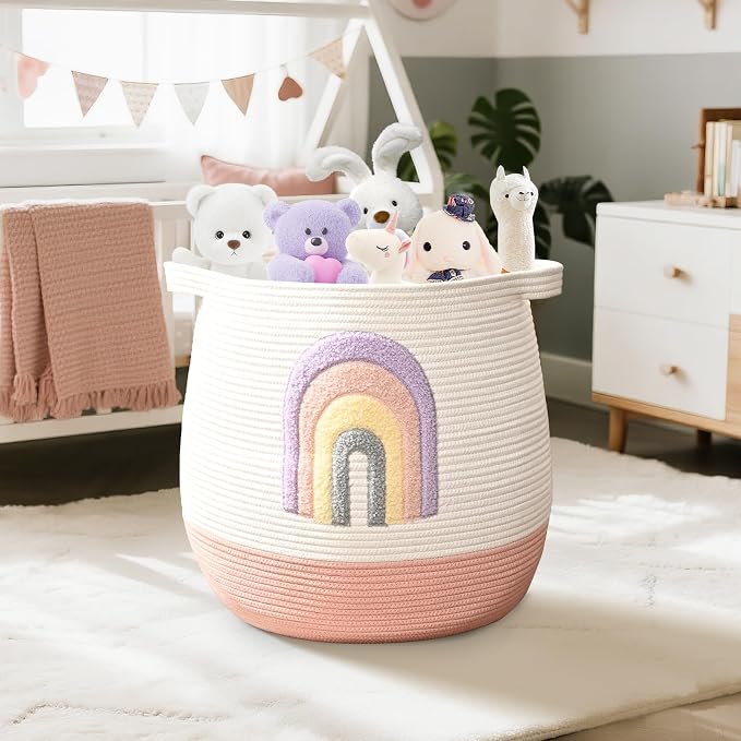 Large Baby Laundry Basket, Rainbow Laundry Hamper - Image 2