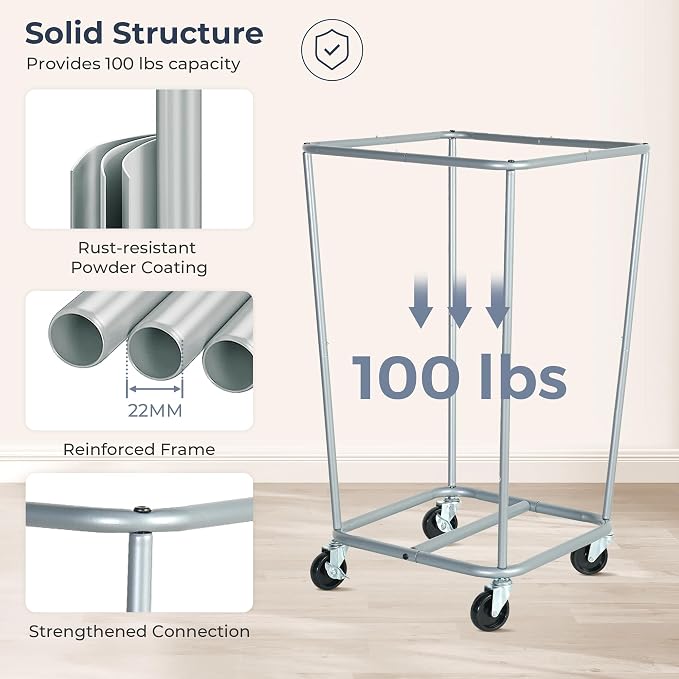 STO STO Laundry Hamper with Wheels, 160L Rolling Laundry Sorter Cart with Heavy - Image 5