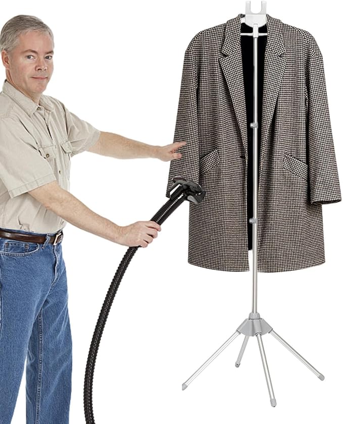 Handheld Garment Steamer Rack | Standing Fabric Steamer Coat Hanger, Folding - Image 7