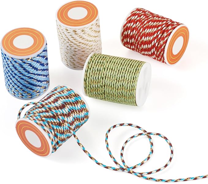 21.5 Yards 1.5mm Macrame Cotton Cord 4-Ply Gold Wire Braiding Beading Thread - Image 7