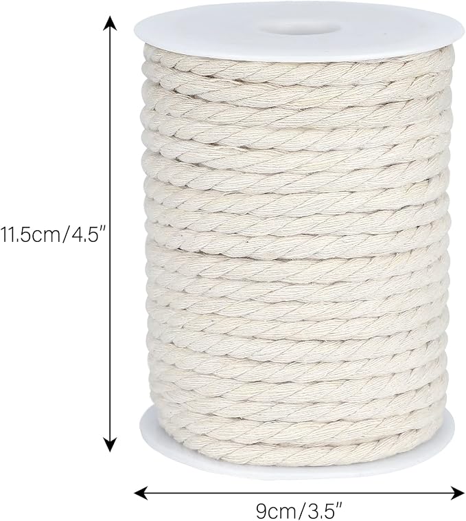 joycraft Macrame Cord, Off White Cotton Rope, 6mm x 32 Yard Natural White - Image 3