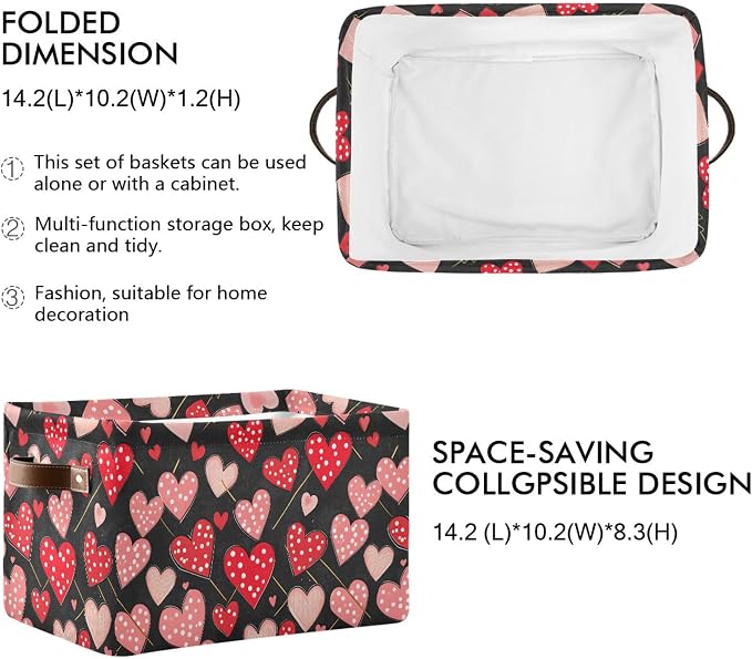 Wamika Happy Valentine's Day Black Storage Basket - Image 2