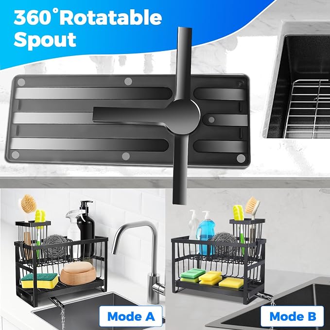 2-Tier Sink Sponge Caddy Organizer | Self Drain Sink Caddy - Image 7