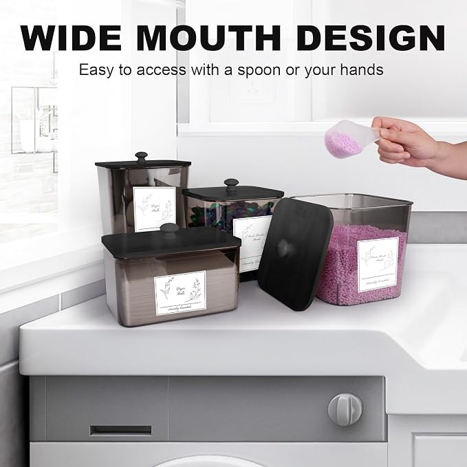 8 Pack Laundry Powder Container & Dryer Sheet Holder, Plastic Square Laundry - Image 4