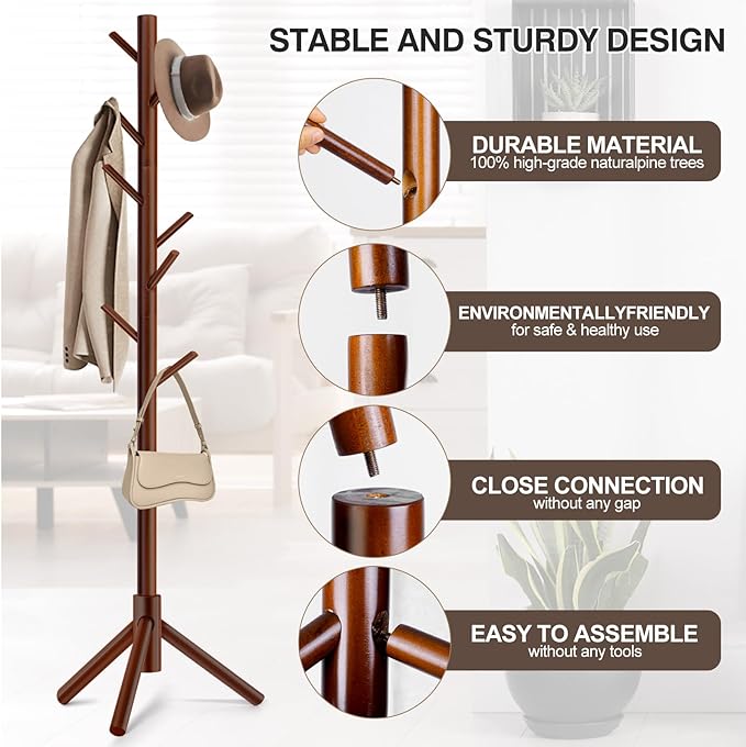2 PCS Coat Rack, Freestanding Coat Rack - Image 5