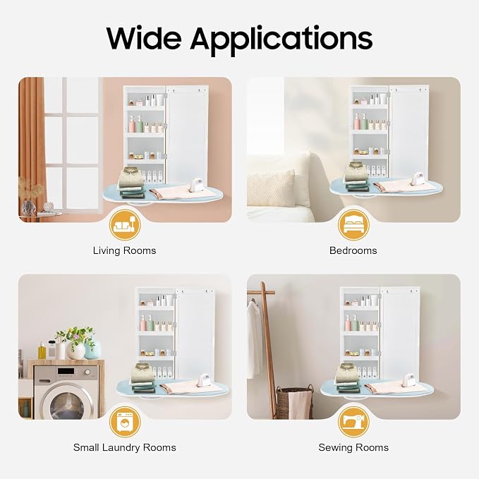 Wall Mounted Ironing Board Cabinet, Built in Ironing Board Closet Folding - Image 8