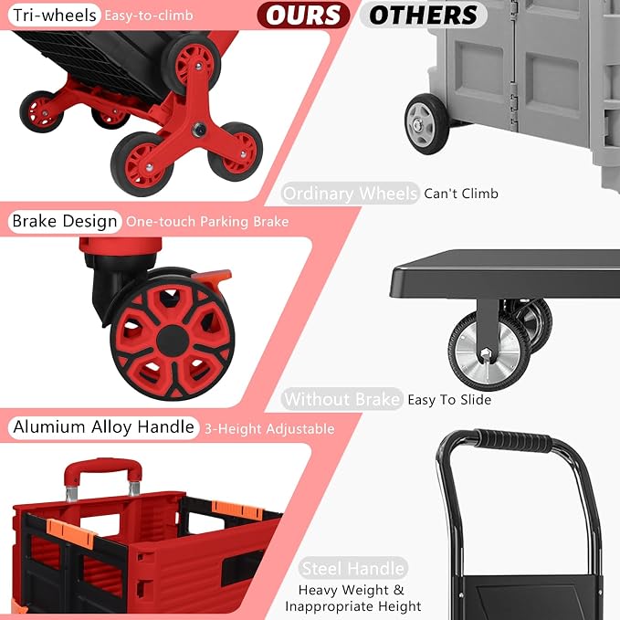 FELICON SELORSS Folding Utility Cart Portable Rolling Crate Handcart - Image 7