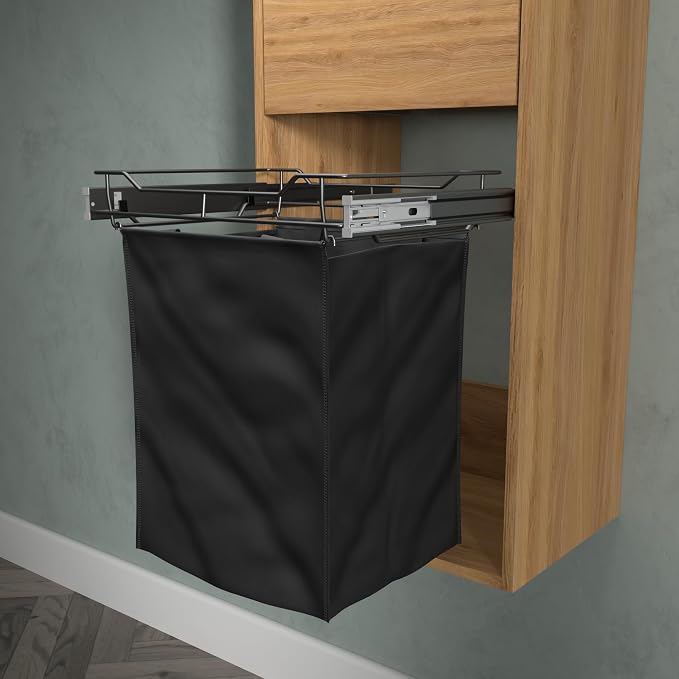 Classic 18" Full Extension Pullout Laundry Hamper in Matt Black - Image 2