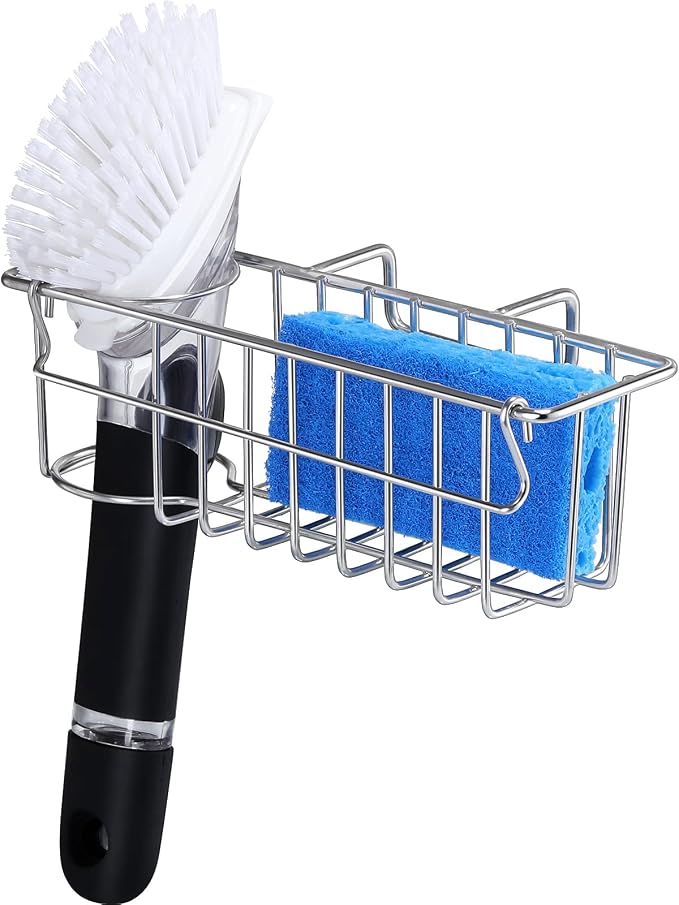 3-in-1 Sponge Holder for Kitchen Sink, Movable Sponge Holder + Brush Holder + - Image 7