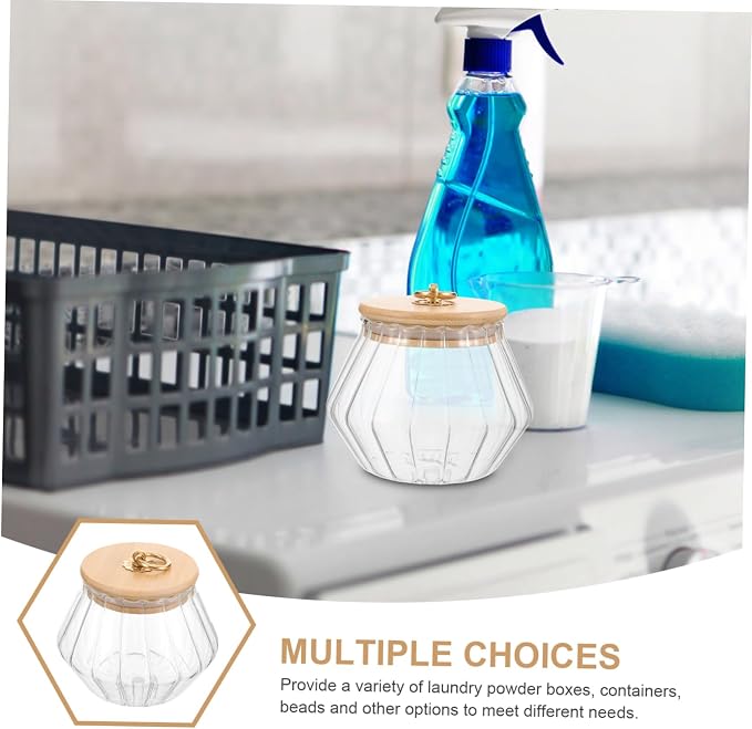 Storage Canister for Laundry Powder Refillable Glass Container Lid for Kitchen - Image 9