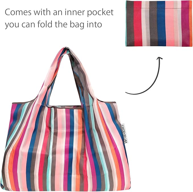 allydrew Large Foldable Tote Nylon Reusable Grocery Bag - Image 5