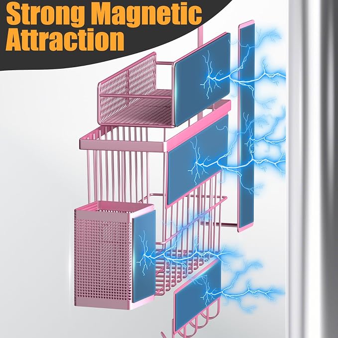 Magnetic Spice Rack for Refrigerator, 7 Pack Metal Magnetic Shelf, Moveable - Image 3