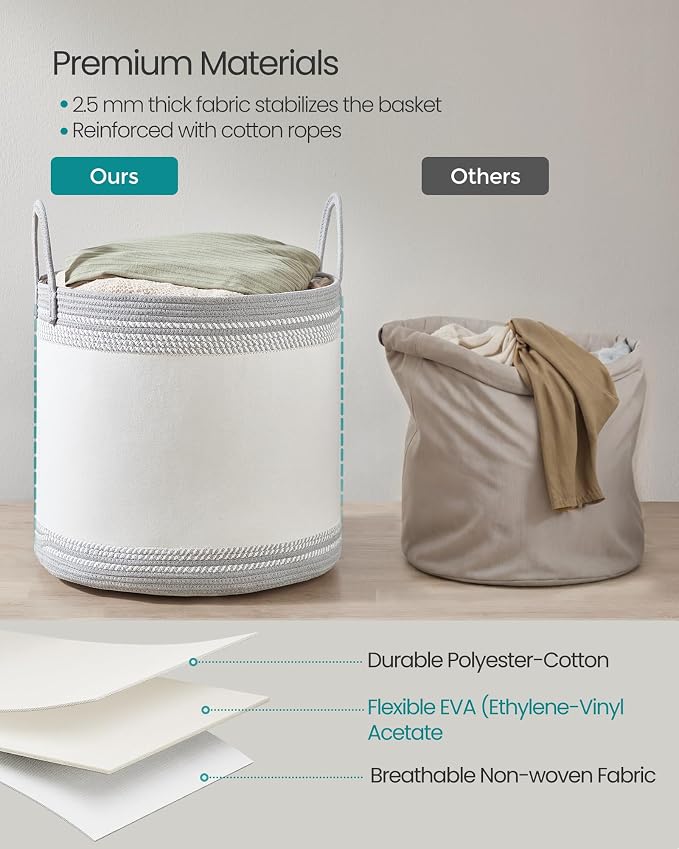 SONGMICS Laundry Hamper, Cotton Rope Laundry Basket - Image 5
