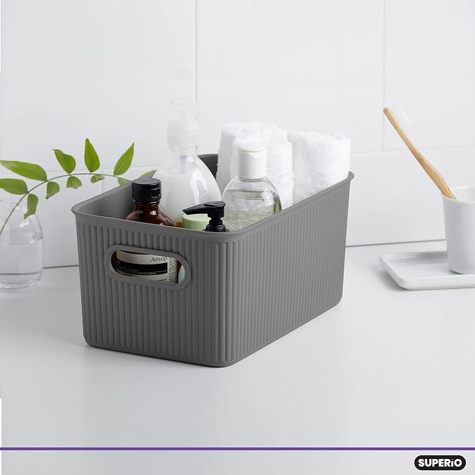 Superio Decorative Plastic Basket Open Home Storage Bins Organizer, 2 Small - Image 3