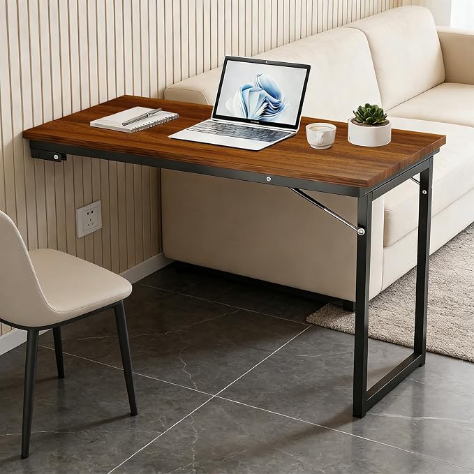 Wall Mounted Folding Table, Wood Dropdown Table by Unknown