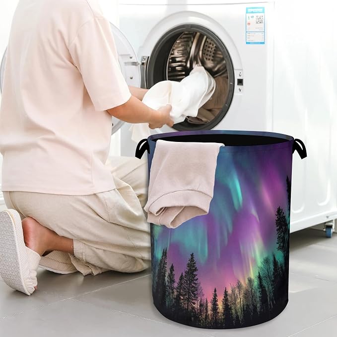 Aurora Forest Laundry Basket, Foldable - Image 7