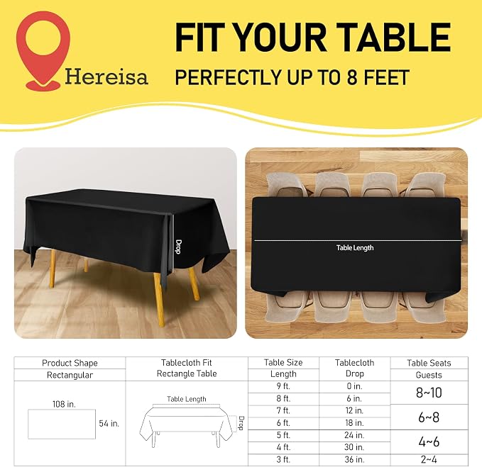 Black Plastic Tablecloths 2 Pack Disposable 54 x 108 Inch PEVA Opaque - Image 2