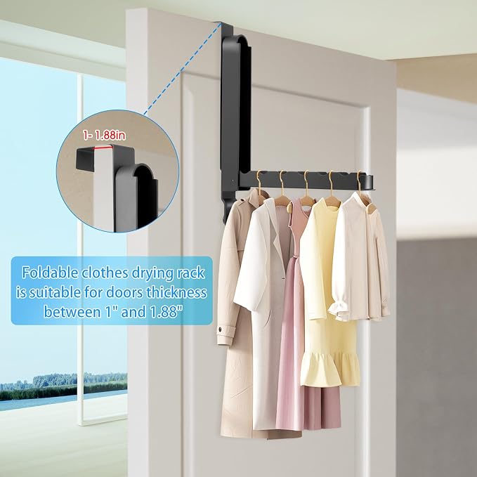 Over The Door Drying Rack, 1 Pack Foldable Over The Door Hooks Hanger - Image 6