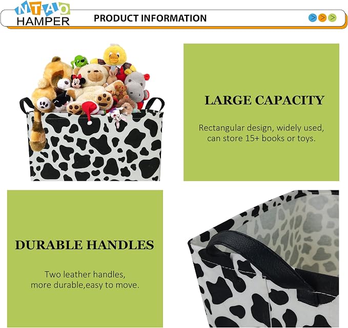 Rectangular Cow Storage Basket, Waterproof Cowprint Box - Image 5