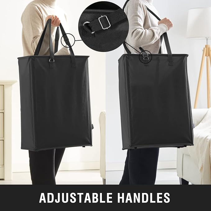 Slim Laundry Hamper with Adjustable Long Handles, 45L Small Laundry Baskets - Image 3