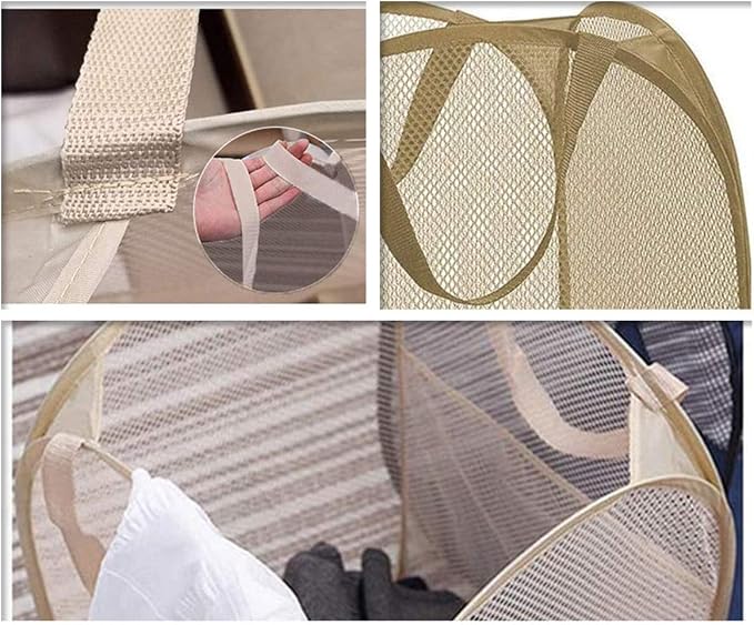 Sturdy Collapsible Big Mesh Laundry Basket Large Clothes Hamper - Image 2