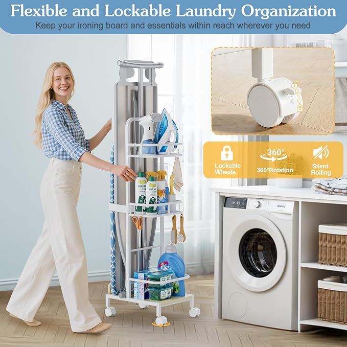 Ironing Board Hanger, Iron and Ironing Board Holder No Wall Mount, Laundry Room - Image 7