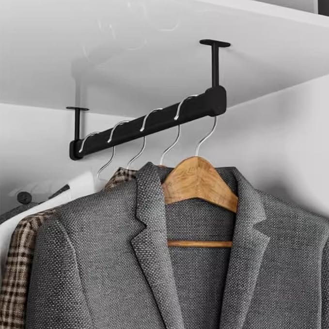 Closet Rod 6 Pcs Ceiling Mount Closet Rod Holders, Space Saving Wardrobe - Image 2
