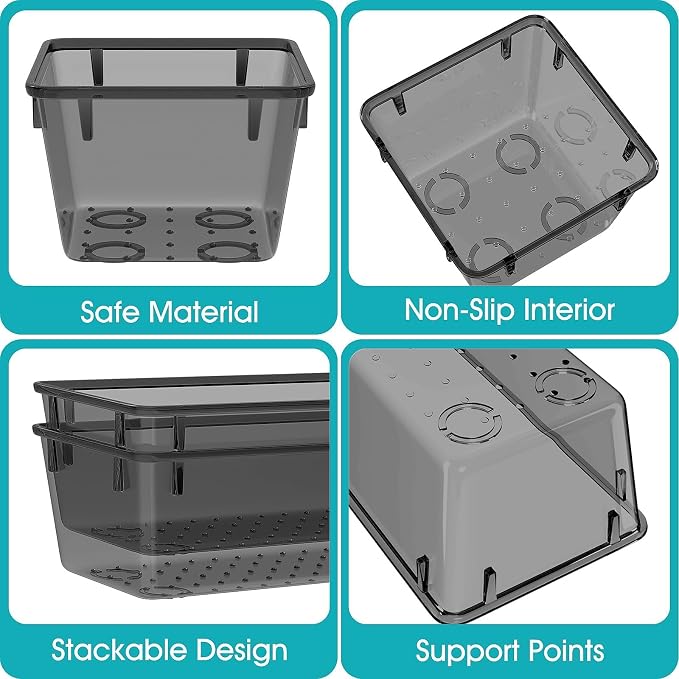 33 PCS Clear Plastic Drawer Organizers Set, 4 Size Desk Drawer Organizer Trays - Image 3