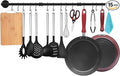 TLBTEK 50 inch Black Pipe Pot Bar Rack Wall Mounted Detachable Pans Hanging by TLBTEK