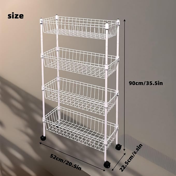 NSF white 4-layer storage rack, refrigerator crevice rack, washing machine - Image 2
