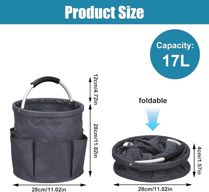17L Cleaning Caddy with Handle, 4.5 Gallon Cleaning Supply Caddy Foldable - Image 2