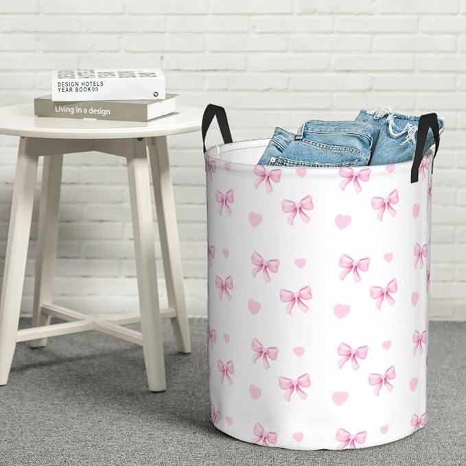 Cute Pink Bow Laundry Basket - Image 7
