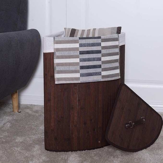 GOFLAME Corner Bamboo Laundry Hamper - Image 3