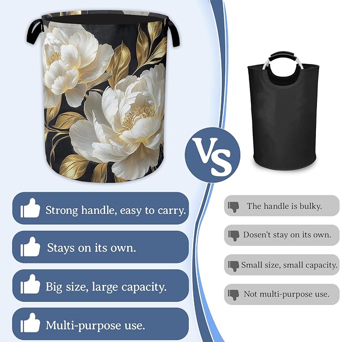 White Flowers Laundry Hamper - Image 3