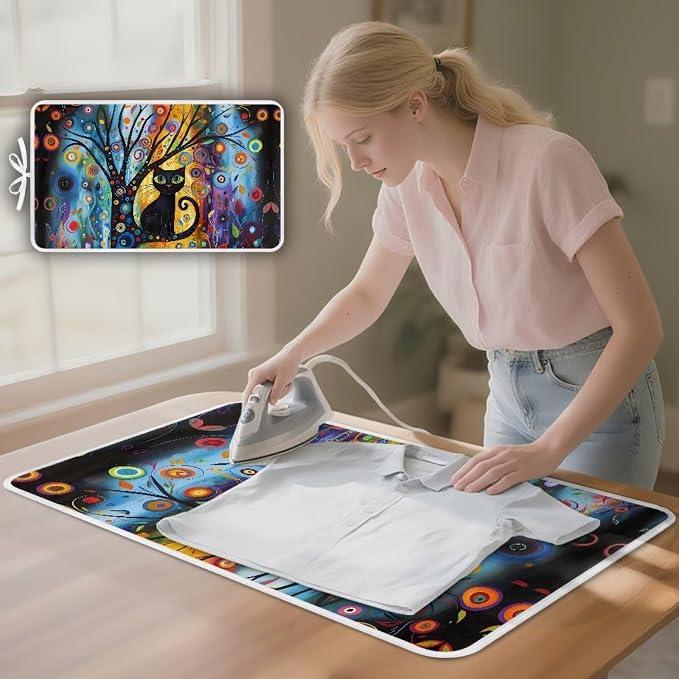 Modern Art Cat Pattern Portable Ironing Mat Anti Slip - Image 2