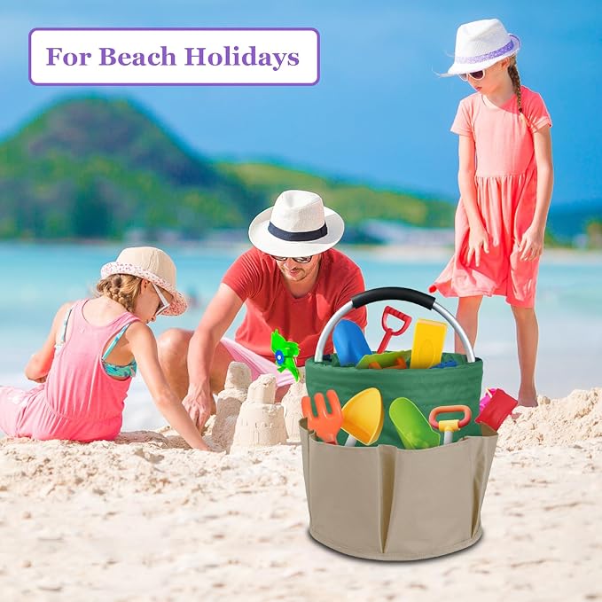 17L Caddy Organizer with Handle, Foldable Cleaning Supplies Caddy with 6 Pockets - Image 4