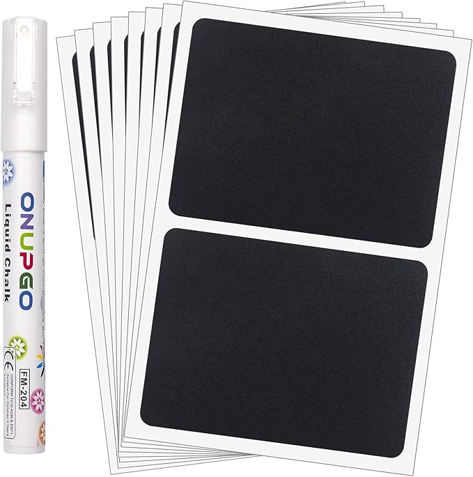 ONUPGO Chalkboard Labels, Reusable Blackboard Stickers, Waterproof Chalkboard by ONUPGO