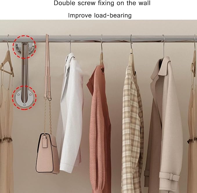 Stainless Steel Wall-Mounted Clothes Bar Rack - Image 4