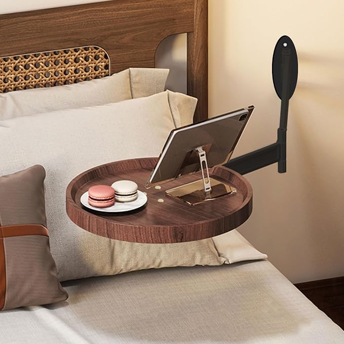Lefedrasticity Wall Mounted Folding Round Table Small Folding Desk Walnut - Image 2