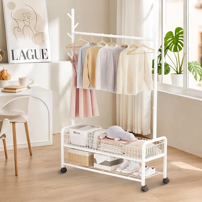Clothes Rack with Storage Shelves, Heavy - Image 2