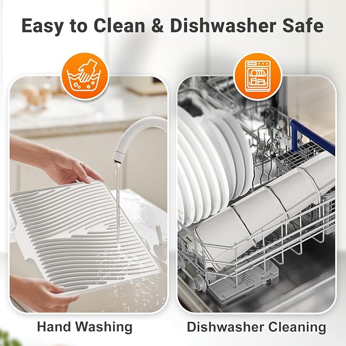 Silicone Dish Drying Mat for Kitchen Counter, Non-Slip Drain Pad, Dish Drying - Image 4
