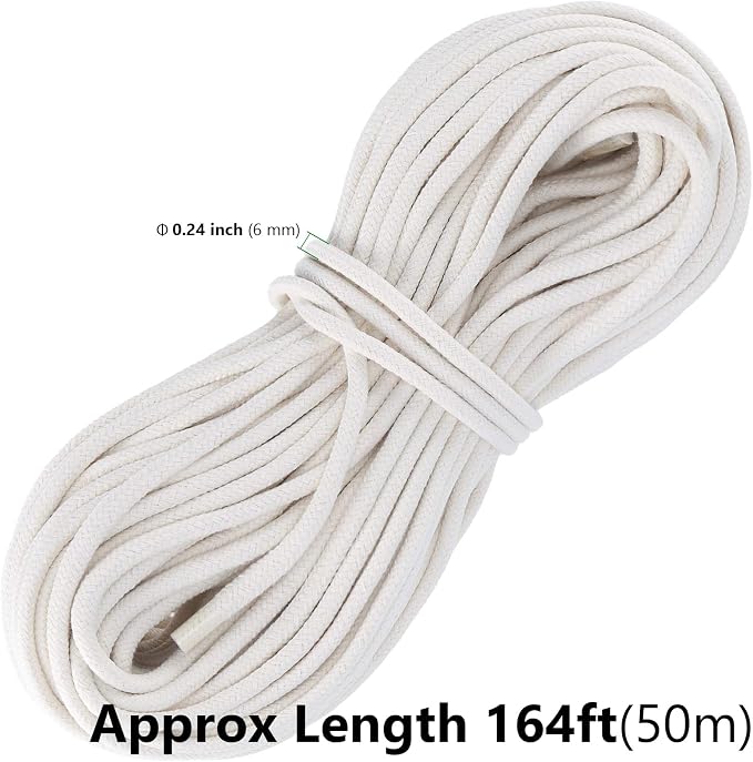 HAKZEON 164FT 1/4 Inch Cotton Rope, Natural Cotton Braided Rope, All-Purpose - Image 2